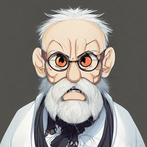 crazy cartoons old man with beard and glasses
