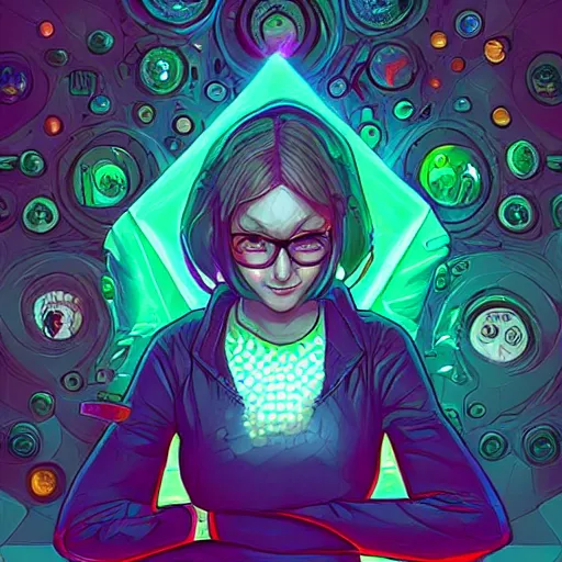 Image similar to skill magic geek inside matrix deepdream radiating a glowing aura stuff loot legends stylized digital illustration video game icon artstation lois van baarle, ilya kuvshinov, rossdraws,