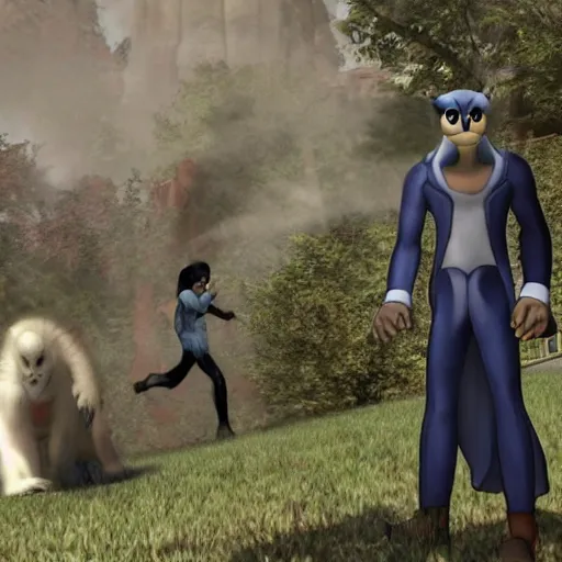 Image similar to a still of from the movie the exorcist crossover with the game sonic unleashed