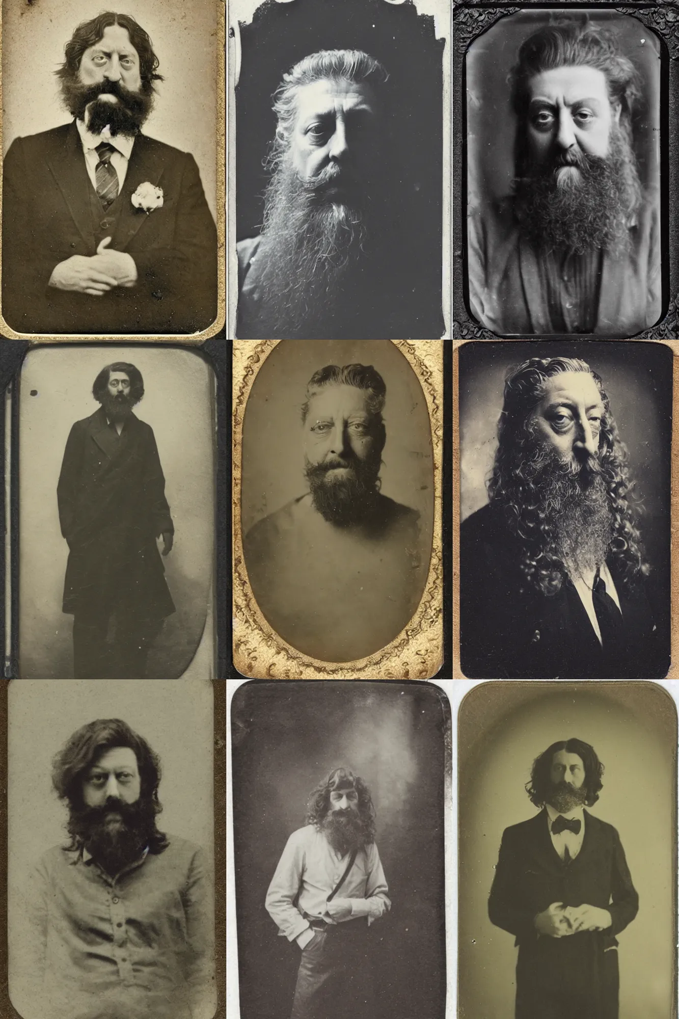 Prompt: an old tintype photograph of Alan Moore