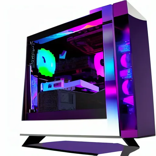 Image similar to Modern gaming pc, vaporwave,