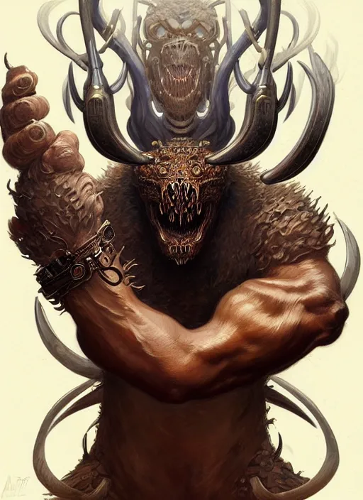 Image similar to anthropomorphic beer berserker, intricate, elegant, highly detailed animal monster, digital painting, artstation, concept art, smooth, sharp focus, illustration, art by artgerm and greg rutkowski and alphonse mucha, 8 k