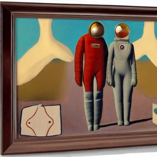Prompt: astronaut couple by Grant Wood