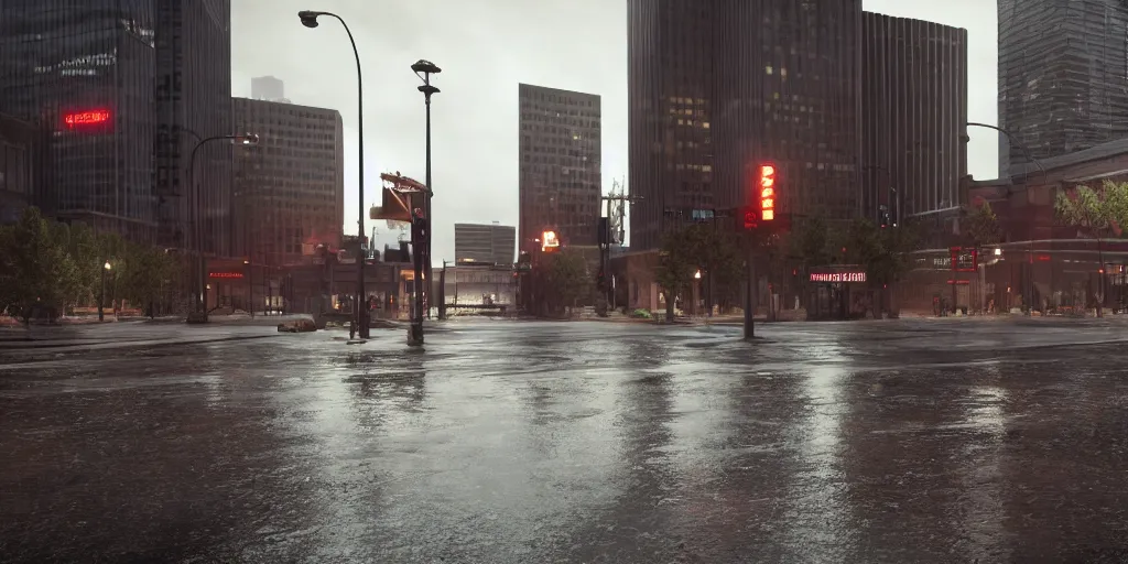 Prompt: please remove shoes before entering downtown denver with heavy rain, cinematic, ultra - realistic, ultra - detailed, octane render, unreal engine 5, depth of field