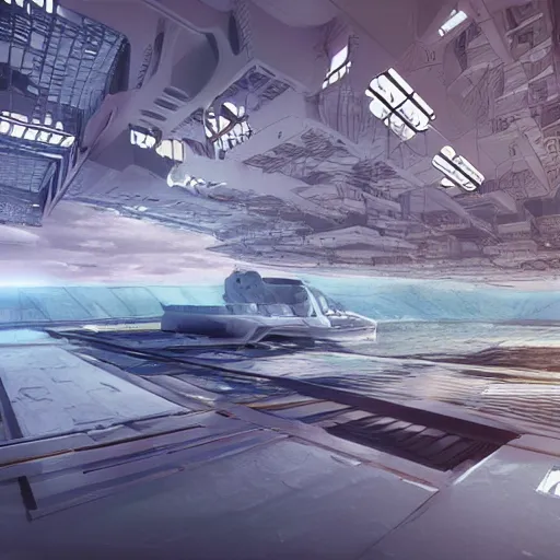 Image similar to realistic renderings of futuristic scenes