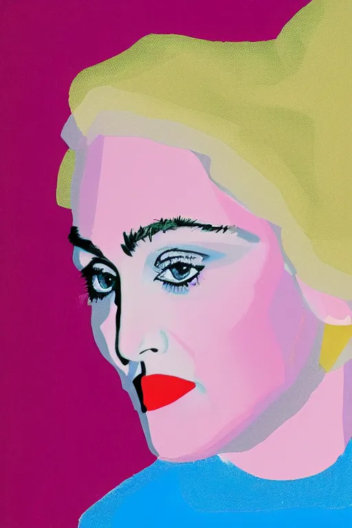 Prompt: a portrait of madonna in the style of david hockney,