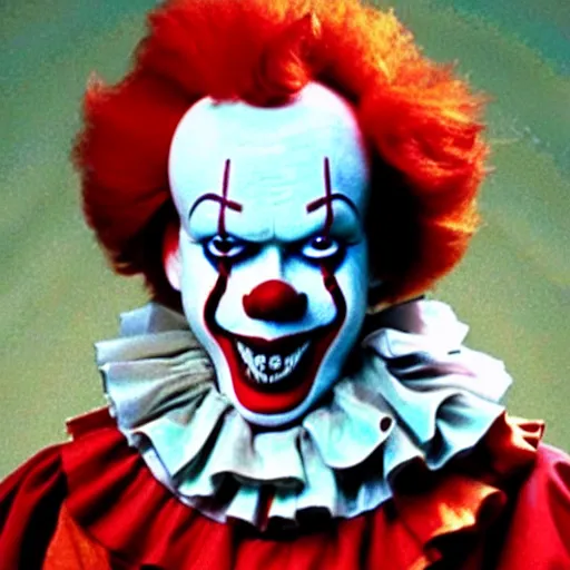Prompt: Ronald McDonald as Pennywise, It, 1990 film, killer clown