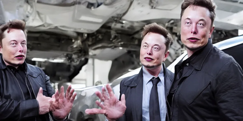 Image similar to still image of elon musk meet elon musk