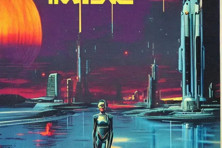 Image similar to 1979 OMNI Magazine Cover of Inverness. in cyberpunk style by Vincent Di Fate