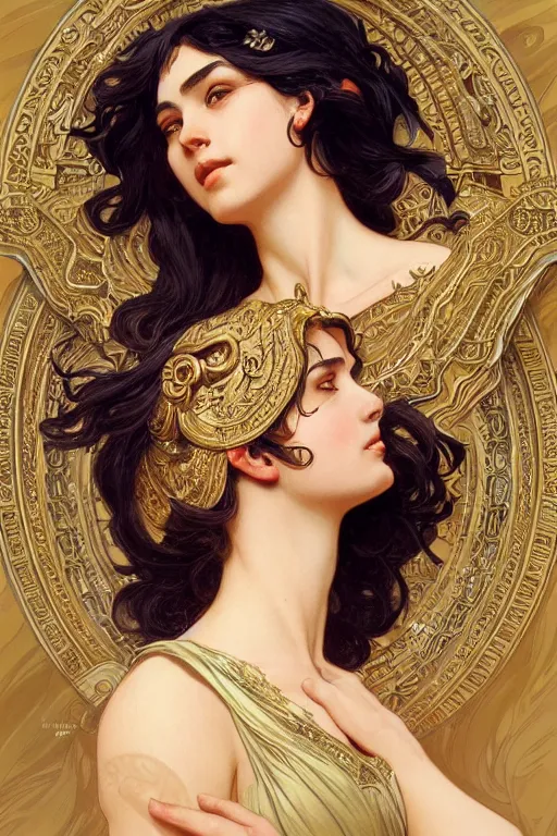 Prompt: Minerva Greek Goddess, elegant, highly detailed, digital painting, artstation, concept art, smooth, sharp focus, illustration, ArtStation, art by artgerm and greg rutkowski and alphonse mucha and J. C. Leyendecker and Edmund Blair Leighton and Charlie Bowater