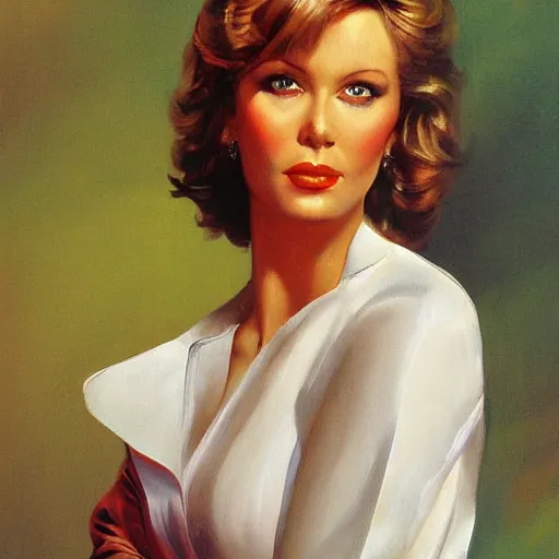 Prompt: kirsten schaal painted by boris vallejo