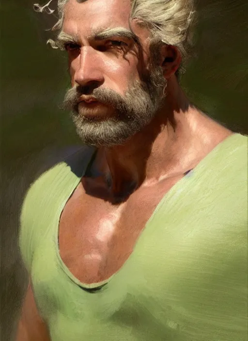 Prompt: detailed cinematic wide shot of muscular attractive young aztecman beard slim face symmetrical face tanskin green eyes white hair wearing sea clothes, ultra realistic, spring light, painting by gaston bussiere, craig mullins, j. c. leyendecker