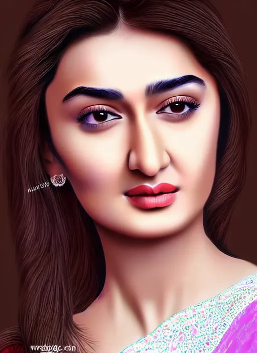 Image similar to digital art, portrait of hania aamir pakistani model, ultra - detailed artwork