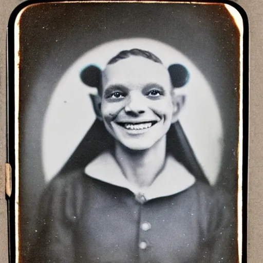 Image similar to tintype of a smiling alien