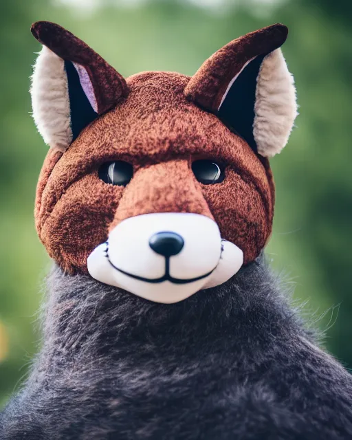 Image similar to portrait photo headshot still of a fursuit, 8 k, 8 5 mm f 1. 8, fursuit, beetlecat