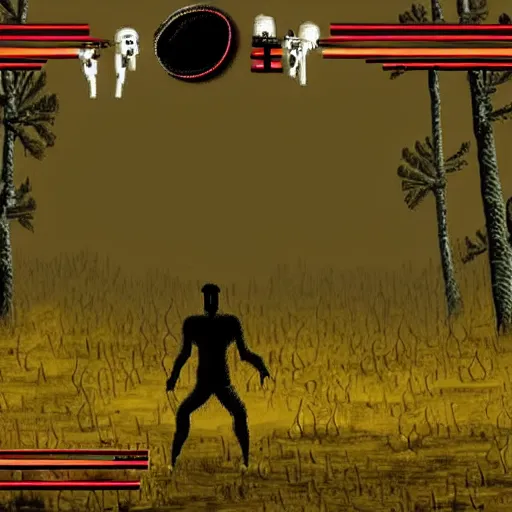 Image similar to screenshot from slender man in mortal kombat 2