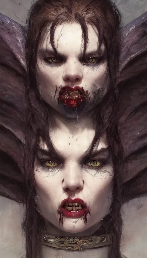 Image similar to epic masterpiece portrait of evil kitten vampire, hyperrealistic, octane render, cinematic, by Edgar Maxence and Ross Tran and Michael Whelan, Legends of Runeterra