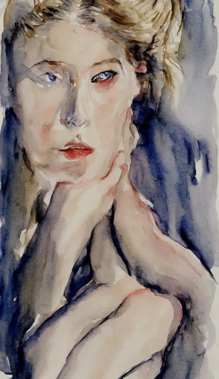 Image similar to a beautiful watercolor painting of doutzen kroes by marlene dumas