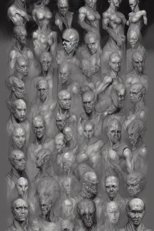 Prompt: a character sheet in the style of wayne barlowe, gustav moreau, goward, bussiere, roberto ferri, santiago caruso, luis ricardo falero, frazetta