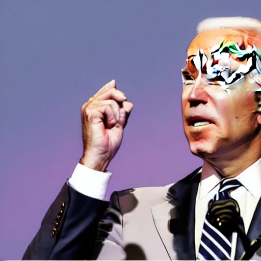 Image similar to joe biden as a rapper sipping lean