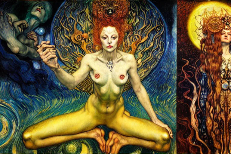 Image similar to Divine Chaos Engine by Karol Bak, Jean Delville, William Blake, Gustav Klimt, and Vincent Van Gogh, symbolist, visionary