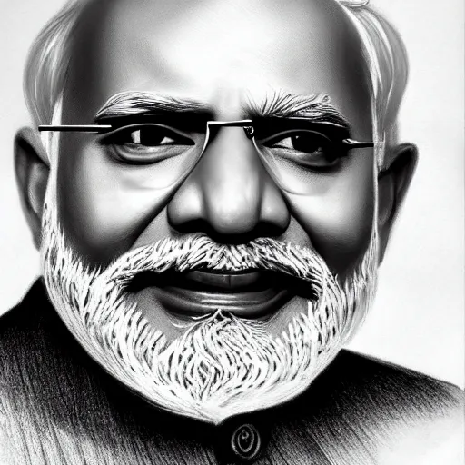 Image similar to detailed pencil sketch, narendra modi