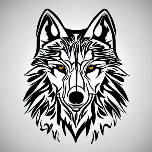 Prompt: tattoo stencil. black and white vector, wolf