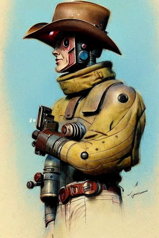 Prompt: ( ( ( ( ( 1 9 5 0 s retro future robot android west world cowboy. muted colors. ) ) ) ) ) by jean - baptiste monge!!!!!!!!!!!!!!!!!!!!!!!!!!!!!!