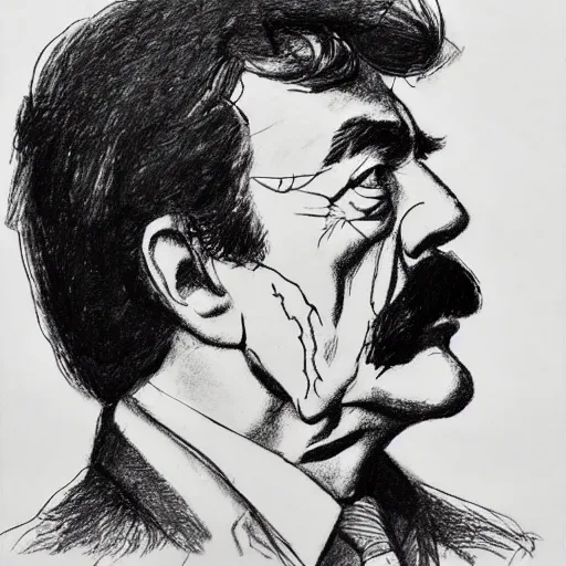 Image similar to a realistic yet scraggly portrait sketch of the side profile of a stern and sophisticated tom selleck, trending on artstation, intricate details, in the style of frank auerbach, in the style of sergio aragones, in the style of martin ansin, in the style of david aja, in the style of mattias adolfsson