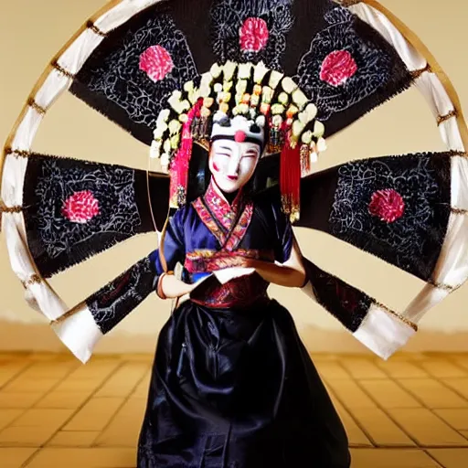 Prompt: chinese opera lady with headdress