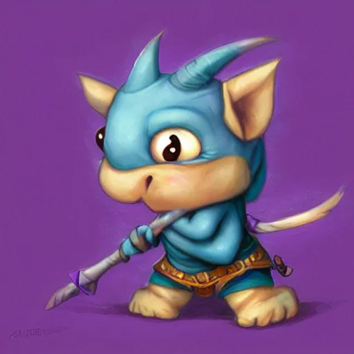 Image similar to An adorable little blue rhino wearing purple wizards clothing, concept art by Justin Gerard, trending on artstation,