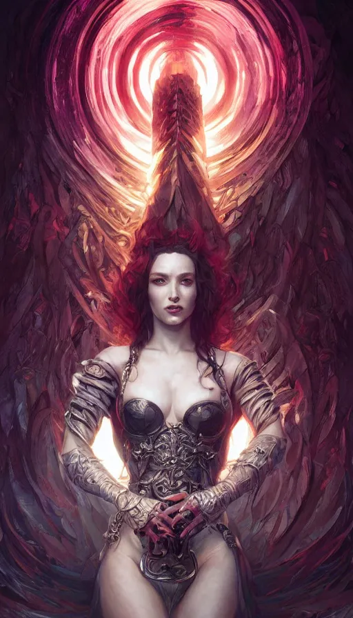 Image similar to mortality, fame of thrones, pinup. lord of daggers, neon, fibonacci, sweat drops, insane, intricate, highly detailed, digital painting, artstation, concept art, smooth, sharp focus, illustration, Unreal Engine 5, 8K, art by artgerm and greg rutkowski and alphonse mucha