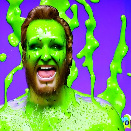 Prompt: jesus christ slimed at nickelodeon kids choice awards