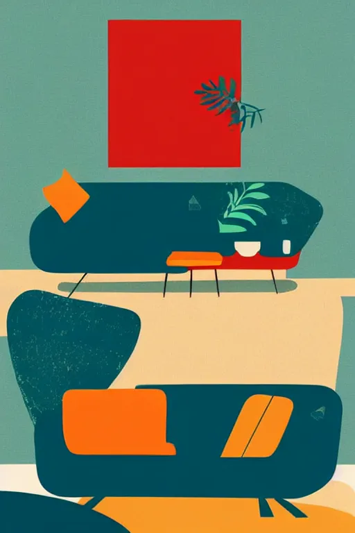 Image similar to minimalist boho style art of a colorful couch, illustration, vector art