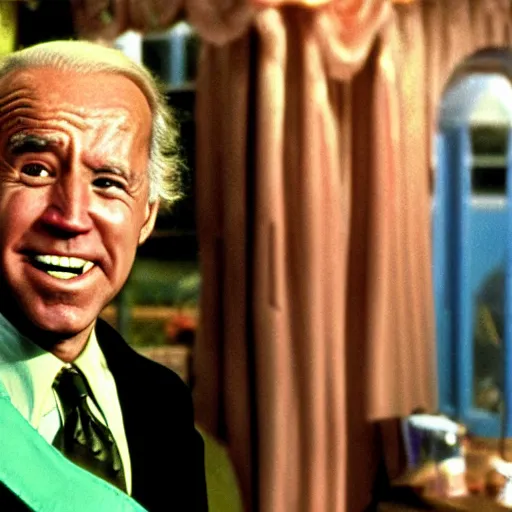 Image similar to color film still of joe biden as grandpa joe in willy wonka & the chocolate factory 1 9 7 1