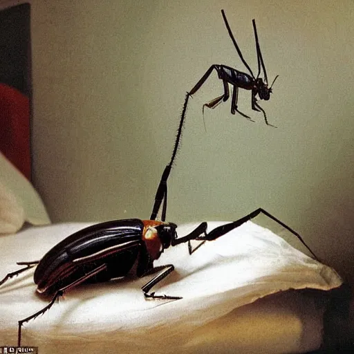 Prompt: as gregor samsa awoke one morning from uneasy dreams he found himself transformed in his bed into a gigantic insect