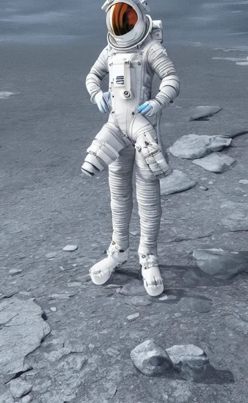 Prompt: hybrid fashion model astronaut wearing a dress designed by alexander mcqueen, catwalk, soft ambient lighting, photorealism, unreal engine