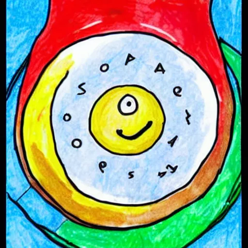 Image similar to solar system enclosed in a bottle, child ’ s drawing, cute, cartoon