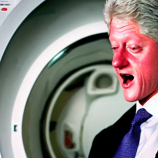 Image similar to bill clinton spining in a washing machine,