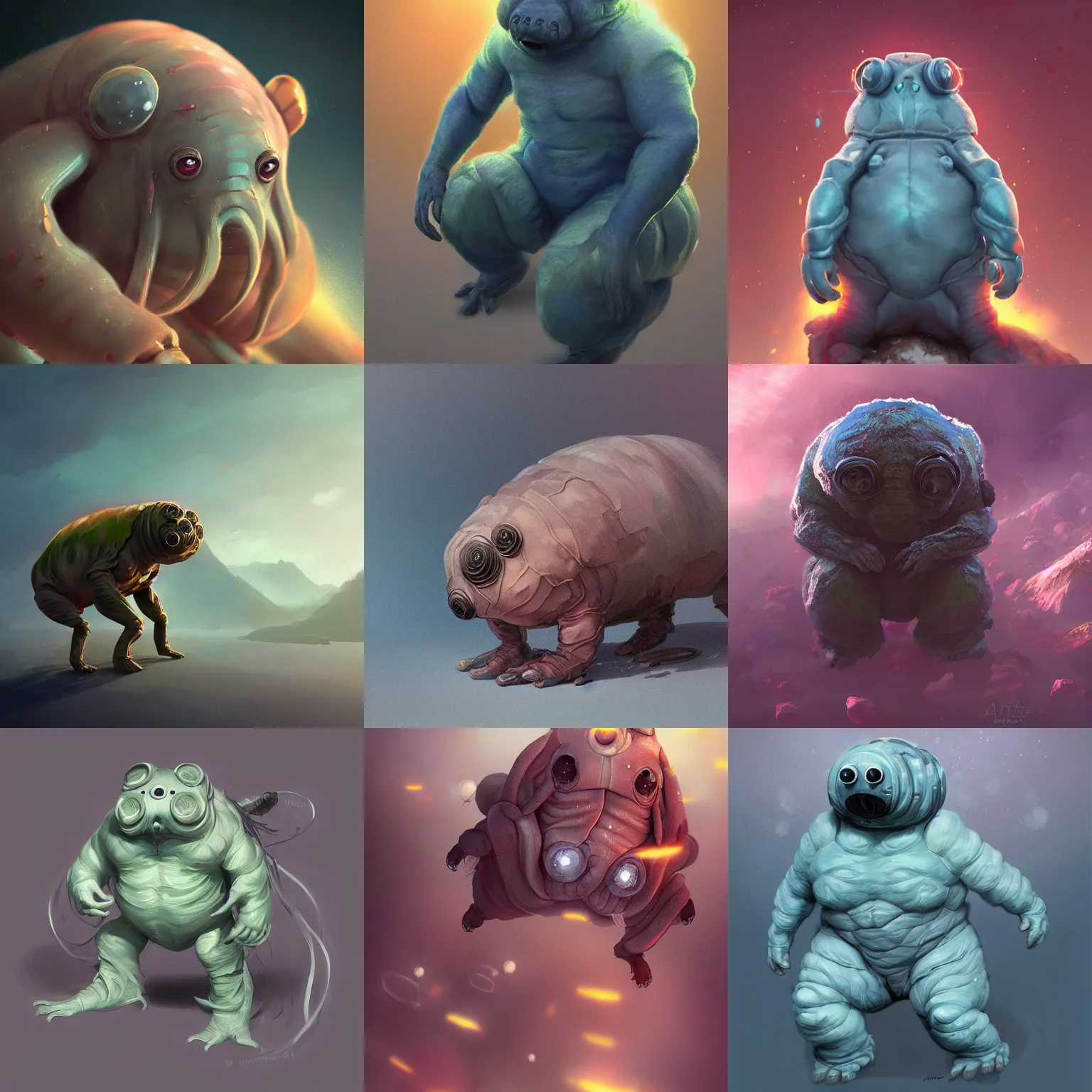 Prompt: tardigrade, digital art, drawn by WLOP, by Avetetsuya Studios, trending on artstation