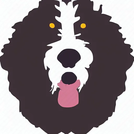 Prompt: a bernedoodle wearing a hat stylized icon trending high definition contrast