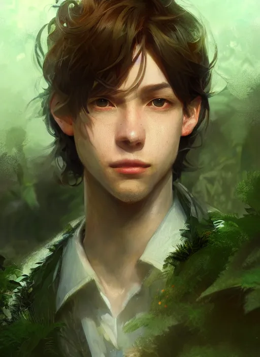 Image similar to a portrait of the male emerald herald in the garden, intricate, tone mapped, ambient lighting, highly detailed, digital painting, artstation, concept art, sharp focus, by makoto shinkai and akihiko yoshida and hidari and wlop