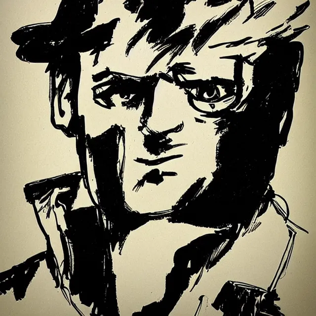 Prompt: “A portrait of Corto Maltese by Hugo Pratt”