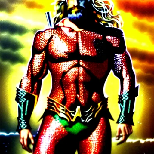 Image similar to uhd photorealistic portrait of ryan reynolds as aquaman, by amano, ayami kojima, greg rutkowski, lisa frank, mark brooks, and karol bak, masterpiece, cinematic composition, dramatic pose, studio lighting, hyperdetailed, intricate details