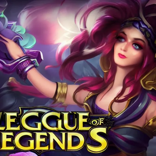 Image similar to league of legends Splashart of a very mysterious girl puppeteer that controls the fate-W 640