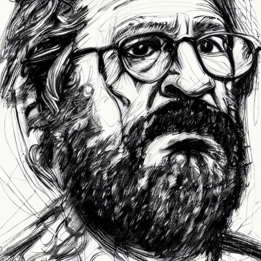 Prompt: a realistic yet scraggly portrait sketch of the side profile of a stern and sophisticated the big lebowski, trending on artstation, intricate details, in the style of frank auerbach, in the style of sergio aragones, in the style of martin ansin, in the style of david aja, in the style of mattias adolfsson