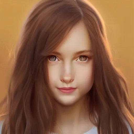 Image similar to full body portrait of a girl with blue eyes, gentle round face, with a bright smile, long dark hair, highly detailed, deep focus, elegant, digital painting, smooth, sharp focus, golden ratio, illustration, ultra realistic, 8 k, art by artgerm and caravaggio