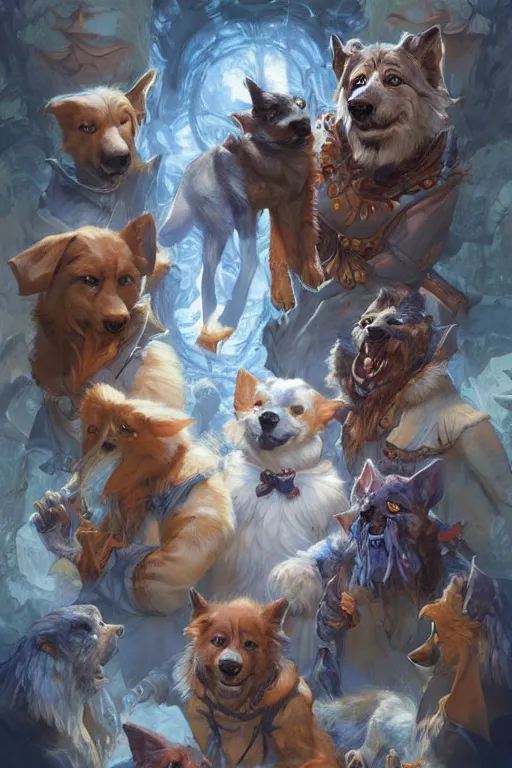 Prompt: portrait of the dogfolk cursed by the flute by artgerm and Craig Mullins, James Jean, Andrey Ryabovichev, Mark Simonetti and Peter Morbacher 16k