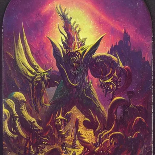 Prompt: magic the gathering cardback from the 1 6 0 0 s by paul lehr and ron walotsky