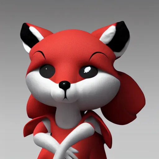 Image similar to cute fumo plush of a fox - masked courtesan girl from the court of her high imperial majesty of the heavens, stylized brdf, vray